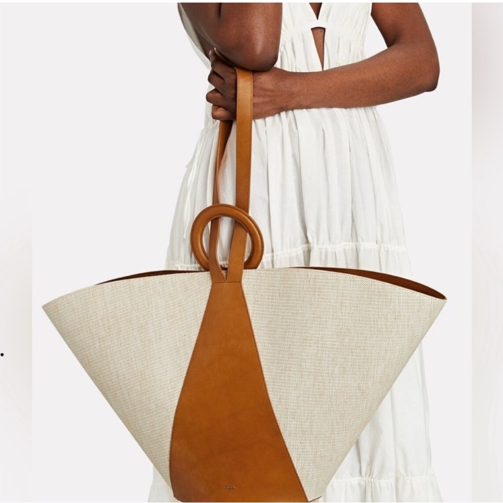Cult Gaia Tan and Cream Modern Tote Bag
